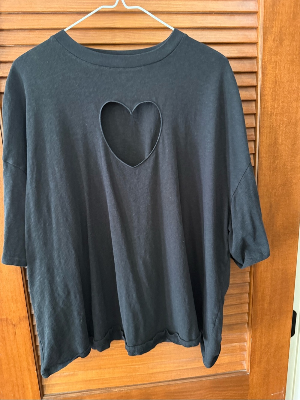 Skims Black Over Size Cotton Heart-Cutout Top